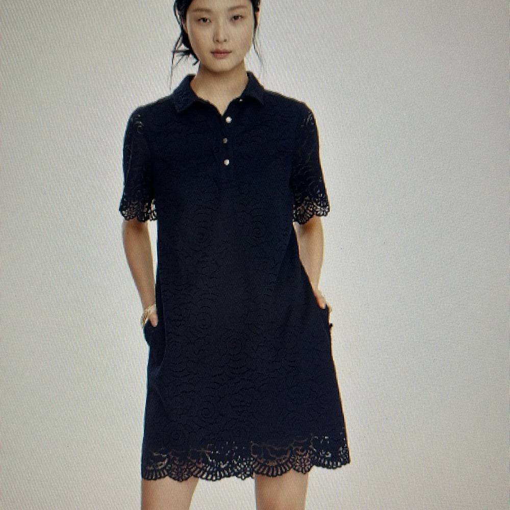 Banana Republic Navy Floral Lace Polo Shirt dress.  Size XS.  Color Navy